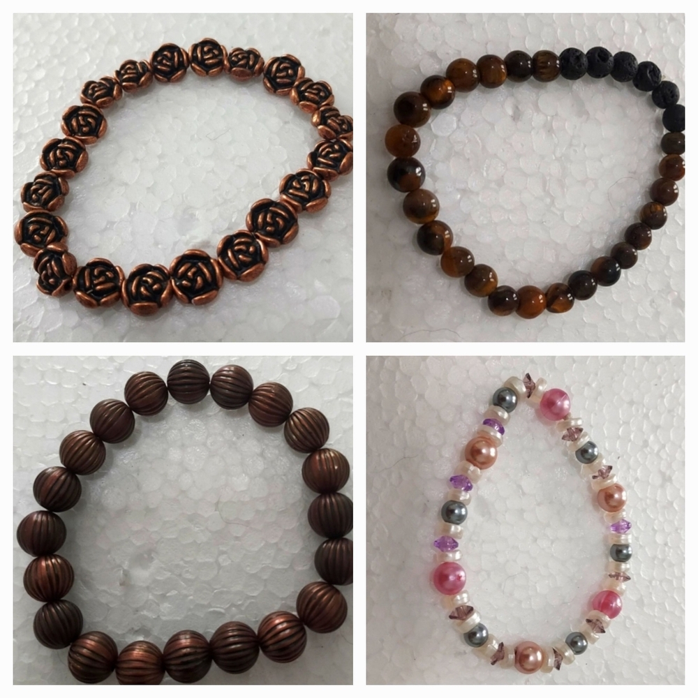 Vintage 4 bracelet set, all 7 inch stretch